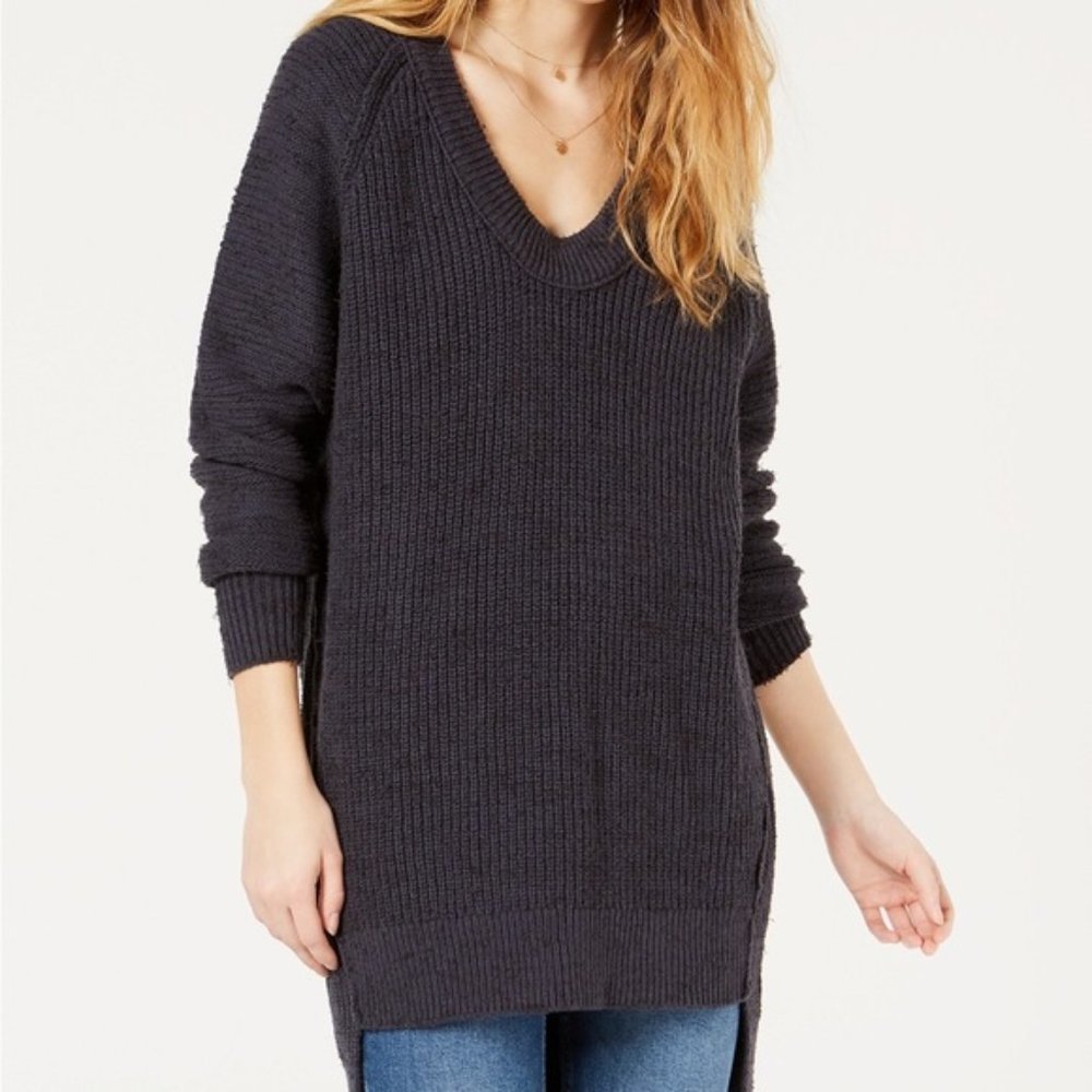 Free People Sunday Scoop Oversized Tunic Sweater NWT Size S Dark Gray